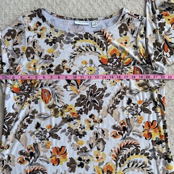 Susan Graver Floral Print Liquid Knit 3/4 Sleeve Bateau Neck Tunic 1X Casual - Picture 13 of 13